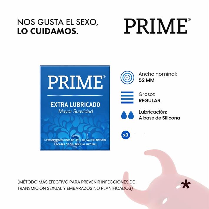 Preservativos Prime Extra Lubricados